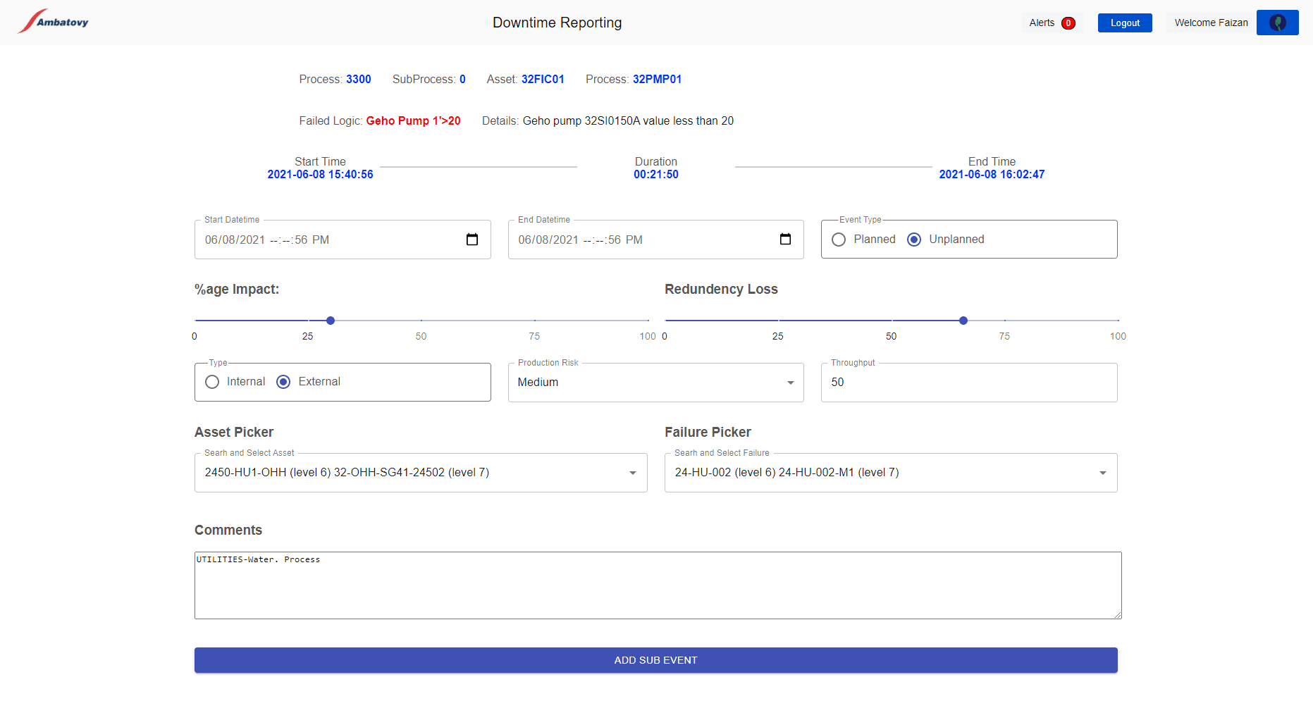 Add sub events <br /> For any event occured